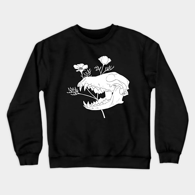 Coyote Skull with California Poppies Crewneck Sweatshirt by Gold and Mean